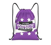 IUBBKI Zaino con coulisse e nastro viola per il mese di sensibilizzazione sulla violenza domestica, piccolo zaino da viaggio, borsa sportiva per donne e uomini