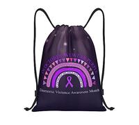 IUBBKI Zaino con coulisse e nastro viola per il mese di sensibilizzazione sulla violenza domestica, piccolo zaino da viaggio, borsa sportiva per donne e uomini