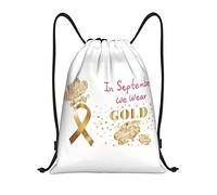 IUBBKI Zaino con coulisse per la consapevolezza del cancro infantile a settembre, borsa da palestra, piccolo zaino da viaggio, borse sportive per donne e uomini