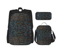 IUBBKI Zaino scuola set 3 pezzi Studenti Adolescenti (codice computer programmatore) Borsa libro + borsa pranzo + astuccio zaino carino College lavoro palestra escursionismo pesca borsa computer