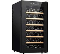 IUBGFTO Cantinetta per Vino Freestanding Termoelettrico per Vino Bar da casa Frigo per Vino Rosso/Bianco Ripiani in Legno di faggio Display Digitale Funzionamento Silenzioso 12 bottiglie-28 Bottiglie