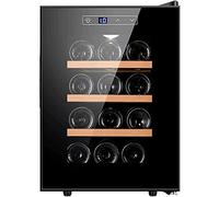 IUBGFTO Cantinetta per Vino Freestanding Termoelettrico per Vino Bar da casa Frigo per Vino Rosso/Bianco Ripiani in Legno di faggio Display Digitale Funzionamento Silenzioso 12 bottiglie-12 Bottiglie