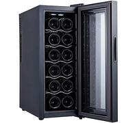 IUBGFTO Cantinetta per Vino Frigo per Vino termoelettrico da 12 Bottiglie Piccolo Piano di Lavoro umidità costante Frigorifero per Vino Porta in Vetro con Controllo Digitale Ripiani in Metallo Nero-B