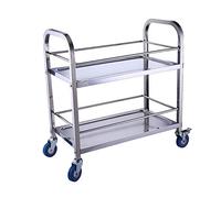 IUBGFTO Carrello Multistrato in Acciaio Inox con 2 Ruote bloccabili Carrello da Cucina Carrello da Portata Ripiano portaoggetti per Hotel Ristorante Casa Ospedale, C-75cm*40cm*83.5cm