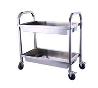 IUBGFTO Carrello Multistrato in Acciaio Inox con 2 Ruote bloccabili Carrello da Cucina Carrello da Portata Ripiano portaoggetti per Catering per Hotel Ristorante Casa Ospedale, D-75cm*40cm*83.5cm