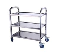 IUBGFTO Carrello Multistrato in Acciaio Inox con 2 Ruote bloccabili Carrello da Cucina Carrello di Servizio Ripiano portaoggetti per Catering per Hotel Ristorante Casa Ospedale, B-95cm*50cm*95cm