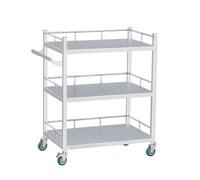 IUBGFTO Carrello portaoggetti in Acciaio Inox a 3 Ripiani, Carrello portavivande con Ruote girevoli a 360°, Carrello con Maniglia, per ospedali, cliniche e Centri Benessere