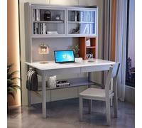IUBGFTO Casa con cassetti e scrivania, Moderno Tavolo da Studio per Studenti/postazione di Lavoro con libreria per Ufficio Domestico (Grigio 31 Pollici)