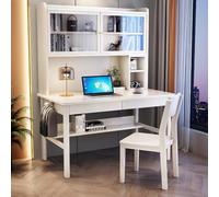 IUBGFTO Casa con cassetti e scrivania, Moderno Tavolo da Studio per Studenti/postazione di Lavoro con libreria per Ufficio Domestico (Bianco 39 Pollici)