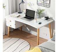 IUBGFTO con 2 cassetti, scrivania Moderna in Stile Semplice, Tavolo da Studio, postazione di Lavoro compatta, scrivania per Laptop per Ufficio Domestico (Bianco 47 Pollici)