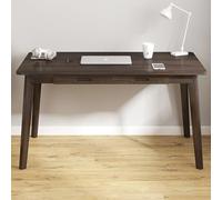 IUBGFTO con 2 cassetti, scrivania Moderna per Studio con Gambe in Legno massello, Piccola scrivania Semplice per Ufficio Domestico (Noce Nero 47 Pollici)