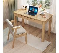 IUBGFTO con cassetti, scrivania Moderna per Ufficio Domestico, Tavolo da Studio, scrivania in Legno massello (Naturale da 39 Pollici)