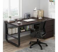 IUBGFTO con libreria e 3 cassetti PC scrivania da Studio per Studenti Tavolo da Studio Moderno Semplice scrivania/postazione di Lavoro per Ufficio Domestico (Noce Nero 47 Pollici)
