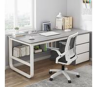 IUBGFTO con libreria e 3 cassetti PC scrivania Studio scrivania Studenti Tavolo Studio scrivania Moderna Semplice Ufficio casa/postazione di Lavoro (Grigio 47 Pollici)