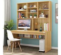 IUBGFTO con libreria per Piccoli spazi, Tavolo da Scrittura in Legno/postazione di Lavoro per Adolescenti, Tavolo da Studio per Studenti, scrivania per Ufficio a casa con (Marrone 47 Pollici)