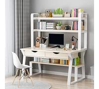 IUBGFTO con Ripiani portaoggetti e 2 cassetti, scrivania per Ufficio, scrivania per Studio, postazione di Lavoro, scrivania per Laptop in Stile Semplice e Moderno (Naturale da 31 Pollici)