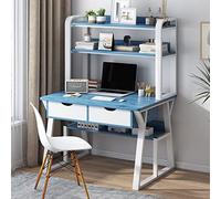 IUBGFTO con Ripiani portaoggetti e 2 cassetti, scrivania per Ufficio, scrivania per Studio, scrivania per Laptop in Stile Semplice e Moderno (Blu, 31 Pollici)