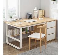 IUBGFTO con Ripiani portaoggetti e 3 cassetti, scrivania Moderna in Stile Semplice per Ufficio Domestico, postazione di Lavoro (Rovere 47 Pollici)