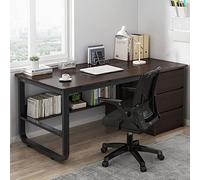 IUBGFTO con Ripiani portaoggetti e 3 cassetti, scrivania Moderna in Stile Semplice per Ufficio Domestico, postazione di Lavoro (Noce Nero 39 Pollici)