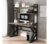IUBGFTO con Ripiani portaoggetti, Grande Tavolo da Studio per Ufficio Domestico con libreria in Legno per PC Portatile scrivania da Gioco (grigio1 100x60x170cm)
