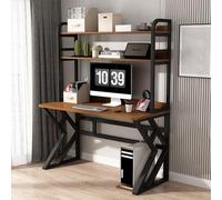 IUBGFTO con Ripiani portaoggetti, Grande Tavolo da Studio per Ufficio Domestico con libreria in Legno per PC Portatile e scrivania da Gioco (Noce 80x60x170cm)