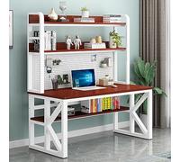 IUBGFTO con Scomparti portaoggetti e Pannello Forato, scrivania Moderna per Studenti, Grande Tavolo da Studio e Scrittura per Ufficio Domestico (Teak+Bianco 47 Pollici)