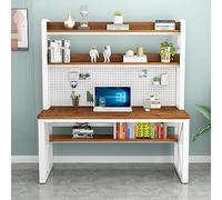 IUBGFTO con Scomparti portaoggetti e Pannello Forato, scrivania Moderna per Studenti, Grande Tavolo da Studio e Scrittura per Ufficio Domestico (Rovere + Bianco 47 Pollici)