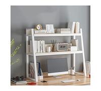 IUBGFTO Mensola portaoggetti da scrivania in Legno, scaffale portaoggetti a 2 Ripiani, libreria Bianca per scrivania PC per Arredamento casa (L 75 cm x P 32 cm x A 90 cm)