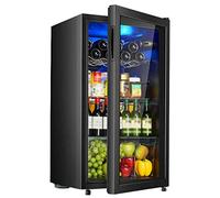 IUBGFTO Mini Frigorifero per Vino in Vetro da 88 Litri, Frigorifero per Bevande, Frigorifero per Birra, Regolazione della Temperatura, Piccolo Frigorifero Indipendente per Ufficio Domestico o Bar