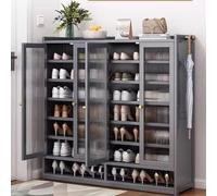 IUBGFTO Mobiletto portascarpe in bambù con 4 Ante in Vetro, Organizer per Scarpe Moderno Indipendente, portascarpe a 8 Ripiani, mobiletto portascarpe per Ingresso Organizer per Scarpe (A)