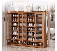 IUBGFTO Mobiletto portascarpe in bambù con 4 Ante in Vetro, Organizer per Scarpe Moderno Indipendente, portascarpe a 8 Ripiani, mobiletto portascarpe per Ingresso Organizer per Scarpe (B)