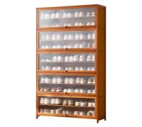 IUBGFTO Mobiletto portascarpe in bambù, Organizer portascarpe Indipendente per 35-55 Paia, Grande mobiletto portascarpe con Ante in Acrilico, salvaspazio, per corridoio Armadio (Marrone 172 cm)