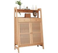 IUBGFTO Mobiletto portascarpe in Legno con Ripiani Regolabili, mobiletto portascarpe con 2 Ante e cassetti, portascarpe Indipendente per Ingresso/corridoio, Organizer per Scarpe (A 120 cm)