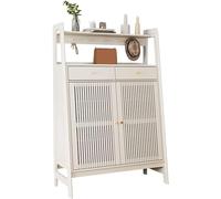 IUBGFTO Mobiletto portascarpe in Legno con Ripiani Regolabili, mobiletto portascarpe con 2 Ante e cassetti, portascarpe Indipendente per Ingresso/corridoio, Organizer per Scarpe (B 100 cm)