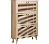 IUBGFTO Mobiletto portascarpe in Pino, scarpiera a Uno/Due Strati, mobiletto portascarpe con Design di Ventilazione Cava, ripiano per Scarpe con Ante a ribalta, Organizer per Scarpe (A 18 cm)