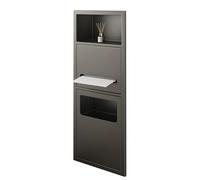 IUBGFTO Nicchia Doccia in Acciaio Inox con Cestino, Organizer da Parete Incassato, Senza Bisogno di Piastrelle, ripiano Porta Rotolo Carta Doccia, cubicolo Bagno (Grigio 11x5,3x27,5 Pollici)