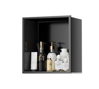 IUBGFTO Nicchia per Doccia in Acciaio Inox Opaco, nicchia da Incasso a Parete, Nessuna piastrella necessaria, mensola portaoggetti per Doccia, nicchia per Bagno (Nero 12,6x4,9x12,6 Pollici)