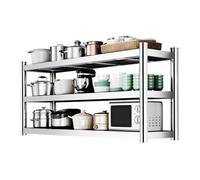IUBGFTO Ripiani in Acciaio Inox a 2-3 Ripiani, pensili da Cucina, Organizer per spezie, mensola per riporre Biancheria da Bagno, Ristorante, Ripiani Commerciali (Argento 59x13,7x29,5 Pollici)