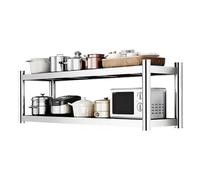 IUBGFTO Ripiani in Acciaio Inox a 2-3 Ripiani, pensili da Cucina, Organizer per spezie, mensola per riporre Biancheria da Bagno, Ristorante, Ripiani Commerciali (Argento 59x11,8x15,7 Pollici)