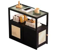 IUBGFTO Scaffale portaoggetti Facile da spostare con rulli, dispensa, tavolino da caffè, Divano, mobiletto Laterale, Camera da Letto, Comodino, Mini Tavolo angolare, 30 * 67 * 62 cm (Nero)