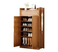 IUBGFTO Scarpiera da Ingresso con cassetti Pieghevoli, scarpiera in bambù con Ante, scarpiera salvaspazio per 15-40 Paia, Facile da Montare, per Ingresso, atrio, corridoio, Camera da Letto (B 63 cm)