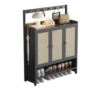 IUBGFTO Scarpiera da Ingresso con Ganci, scarpiera in Rattan con Ante, Organizer Sottile per Scarpe, salvaspazio, per Soggiorno e corridoio, L: 67/98/135 CM (B 98 cm)