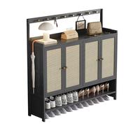 IUBGFTO Scarpiera da Ingresso con Ganci, scarpiera in Rattan con Ante, Organizer Sottile per Scarpe, salvaspazio, per Soggiorno e corridoio, L: 67/98/135 CM (B 135 cm)