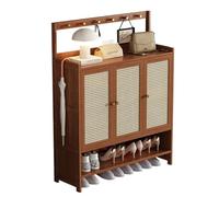 IUBGFTO Scarpiera da Ingresso con Ganci, scarpiera in Rattan con Ante, Organizer Sottile per Scarpe, salvaspazio, per Soggiorno e corridoio, L: 67/98/135 CM (A 98 cm)