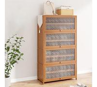 IUBGFTO Scarpiera in bambù con Ante goffrate Begonia, scaffale portascarpe con Ripiani Regolabili, Armadio per corridoio, Organizer per Scarpe, Panca per Ingresso, Soggiorno (Nove Piani, 70 cm)