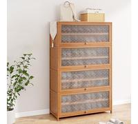 IUBGFTO Scarpiera in bambù con Ante goffrate Begonia, scaffale portascarpe con Ripiani Regolabili, Armadio per corridoio, Organizer per Scarpe, Panca per Ingresso, Soggiorno (Nove Piani, 80 cm)