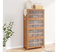IUBGFTO Scarpiera in bambù con Ante goffrate Begonia, scaffale portascarpe con Ripiani Regolabili, Armadio per corridoio, Organizer per Scarpe, Panca per Ingresso, Soggiorno (Nove Piani, 60 cm)