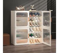 IUBGFTO Scarpiera Organizer per Ingresso Armadio con Porta Magnetica, Contenitori Porta Scarpe Autoportanti per Soggiorno Camera da Letto Interno Esterno, Laminati Regolabili (A 82x32x92cm)