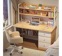 IUBGFTO Scrivania con Ripiani portaoggetti e 3 cassetti, Stile Moderno e Semplice, postazione di Lavoro per Studio e Ufficio a casa (Rovere 39 Pollici)