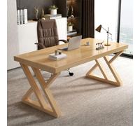 IUBGFTO Scrivania da Studio in Vero Legno Naturale da 47 Pollici con Gambe in Legno a Forma di Z, Moderna e Semplice postazione di Lavoro per Ufficio Domestico (Naturale)